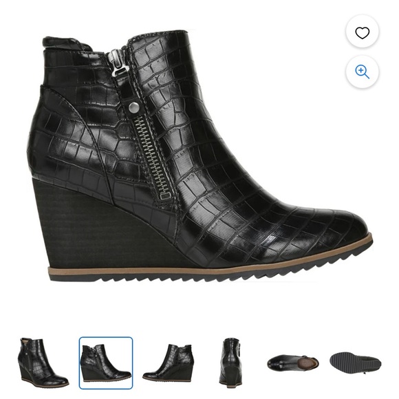 Women’s SOUL Naturalizer Haley wedge ankle bootie black croc print size 7.5M - Picture 2 of 11